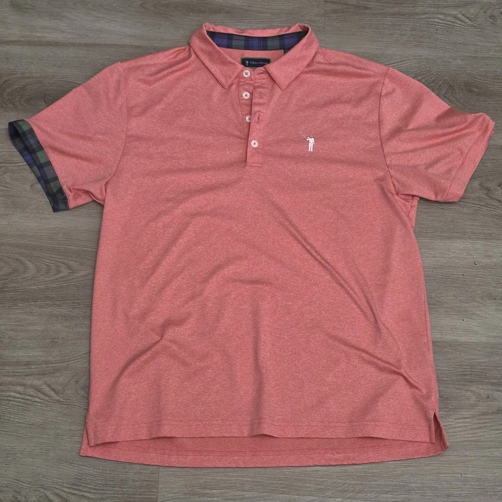 William Murray Polo Shirt Mens Large Coral Pink Solid Golf Performance Stretch